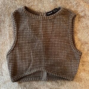 Grey Crop Top with Textural Design